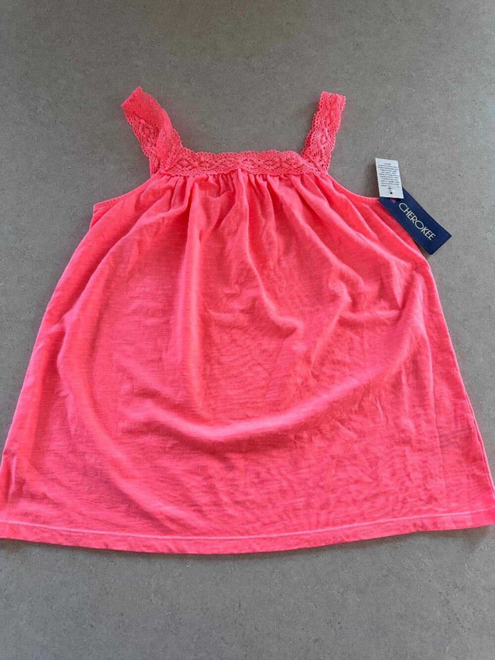 Cherokee Girls Large (10-12) Tank Top Orange Lace Straps NWT